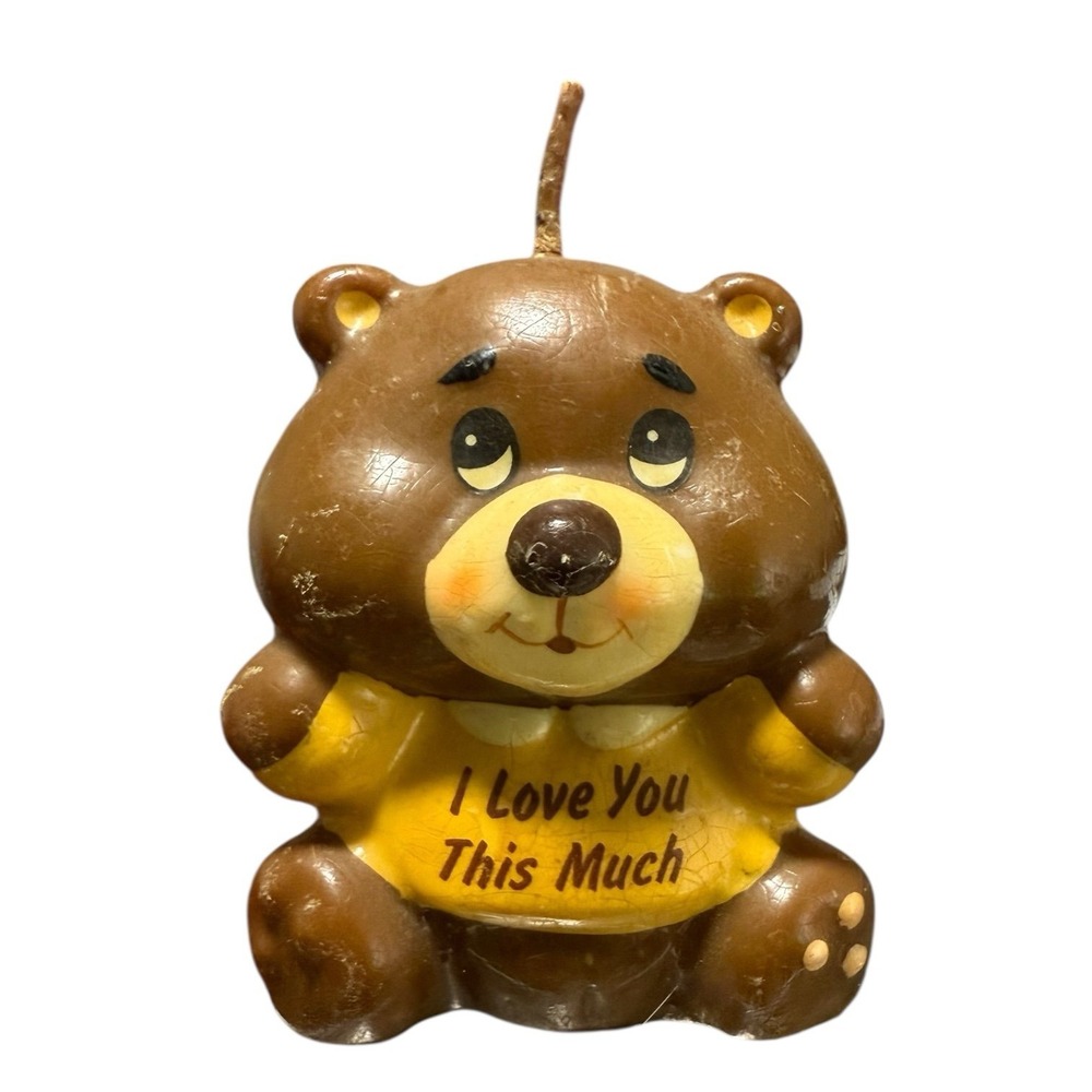 Vintage Russ Teddy Bear Decorative Candle I Love You This Much